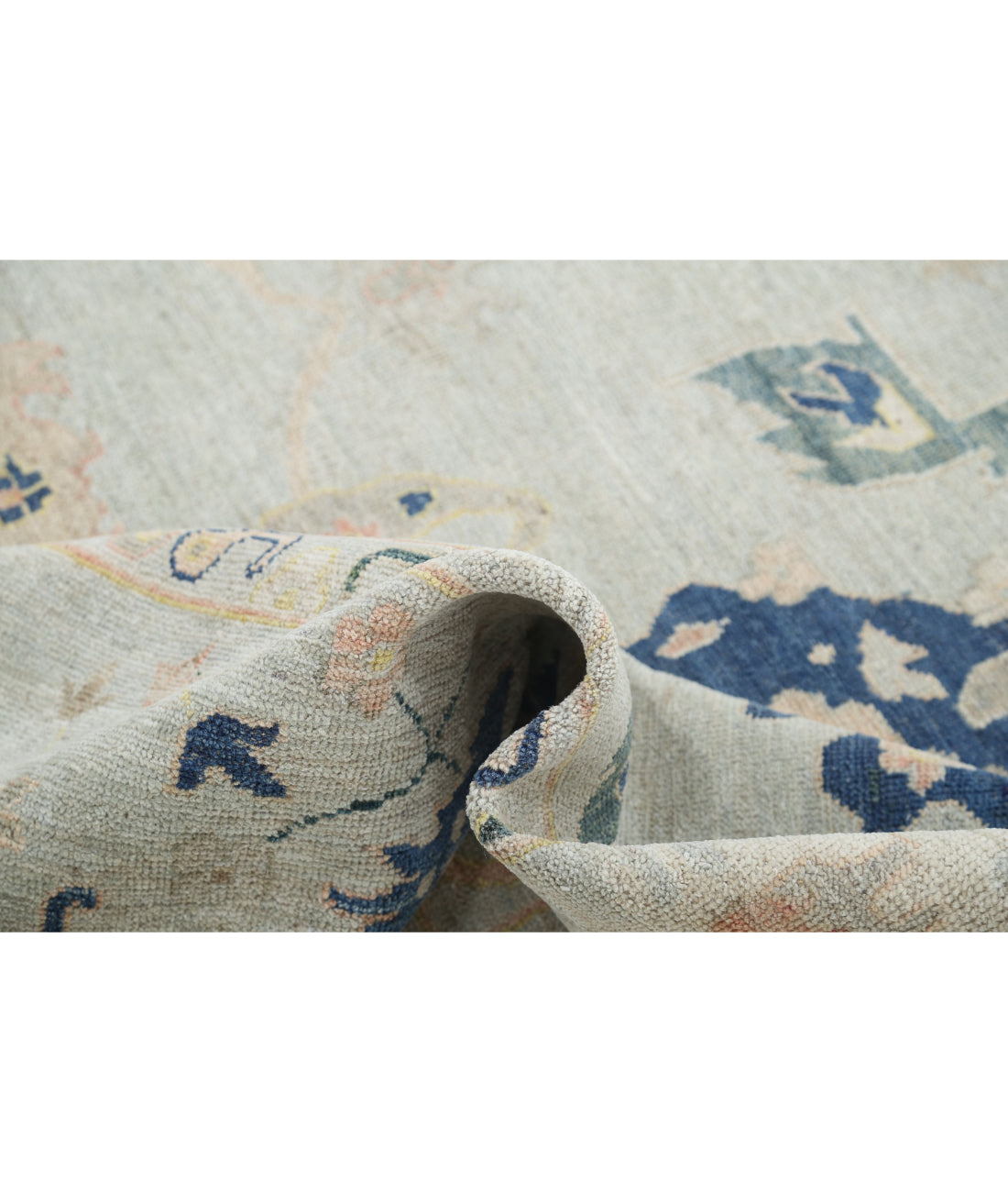 Hand Knotted Oushak Wool Rug - 9'1'' x 11'9'' 9'1'' x 11'9'' (273 X 353) / Blue / Blue