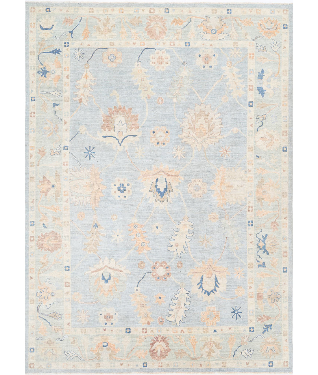 Hand Knotted Oushak Wool Rug - 10'1'' x 13'11''