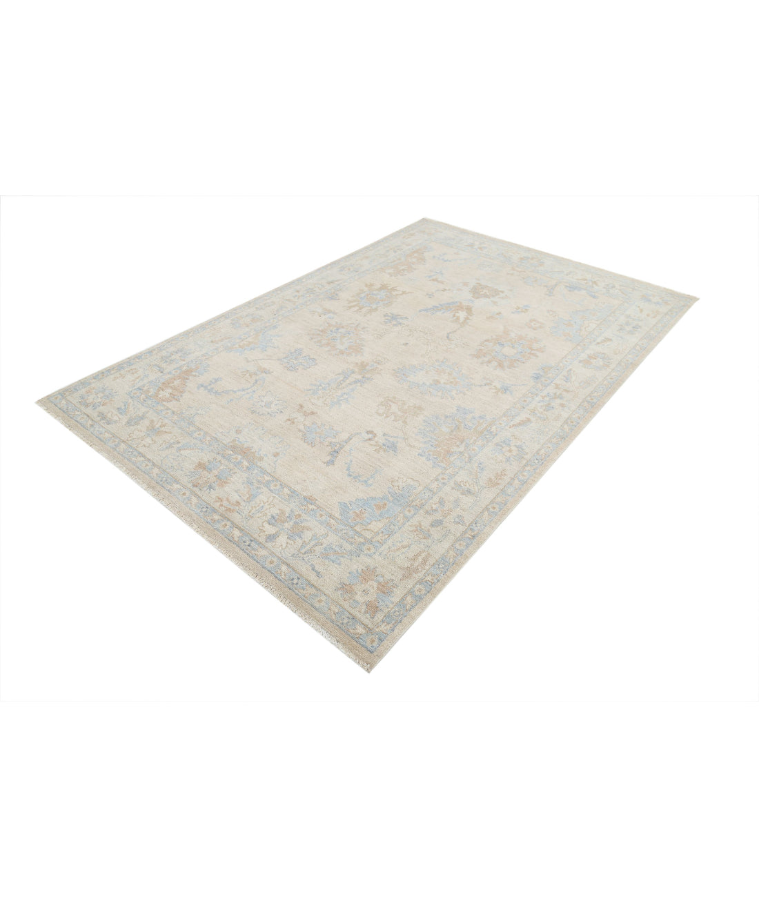 Hand Knotted Oushak Wool Rug - 5'9'' x 8'9'' 5'9'' x 8'9'' (173 X 263) / Taupe / Beige