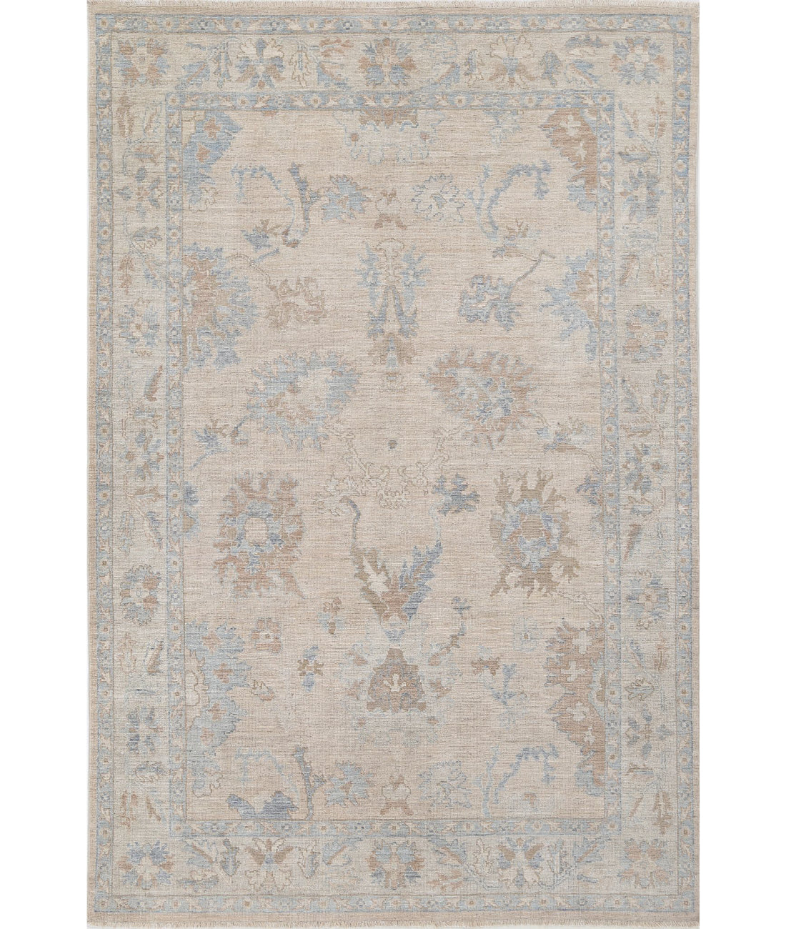 Hand Knotted Oushak Wool Rug - 5&#39;9&#39;&#39; x 8&#39;9&#39;&#39; 5&#39;9&#39;&#39; x 8&#39;9&#39;&#39; (173 X 263) / Taupe / Beige