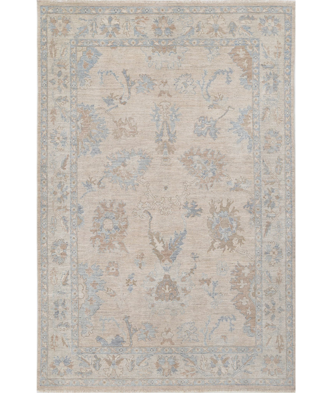 Hand Knotted Oushak Wool Rug - 5&#39;9&#39;&#39; x 8&#39;9&#39;&#39;