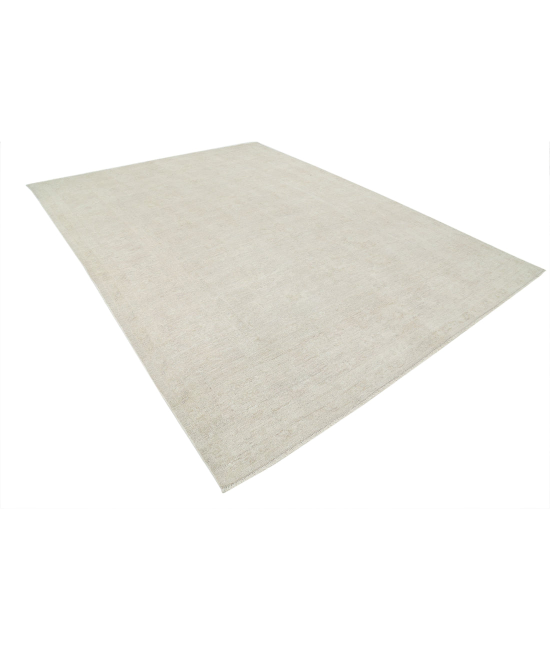 Hand Knotted Oushak Wool Rug - 8'8'' x 11'10'' 8'8'' x 11'10'' (260 X 355) / Ivory / Taupe