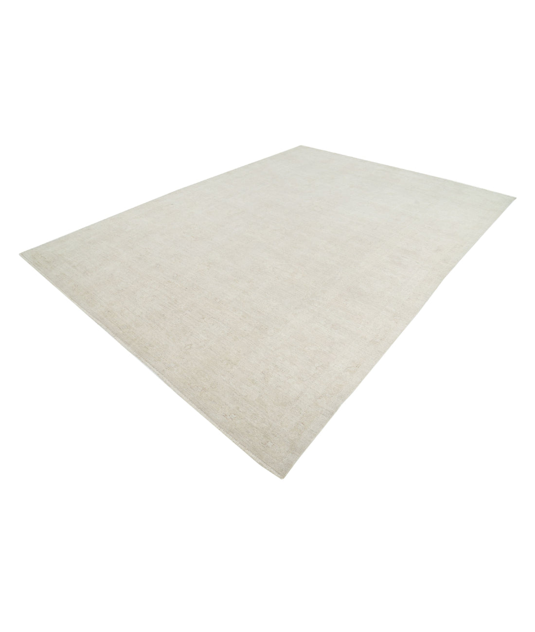 Hand Knotted Oushak Wool Rug - 8'8'' x 11'10'' 8'8'' x 11'10'' (260 X 355) / Ivory / Taupe