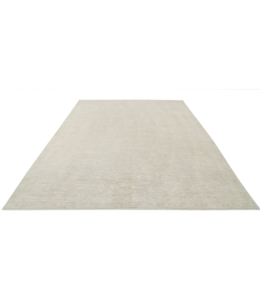 Hand Knotted Oushak Wool Rug - 8'8'' x 11'10'' 8'8'' x 11'10'' (260 X 355) / Ivory / Taupe