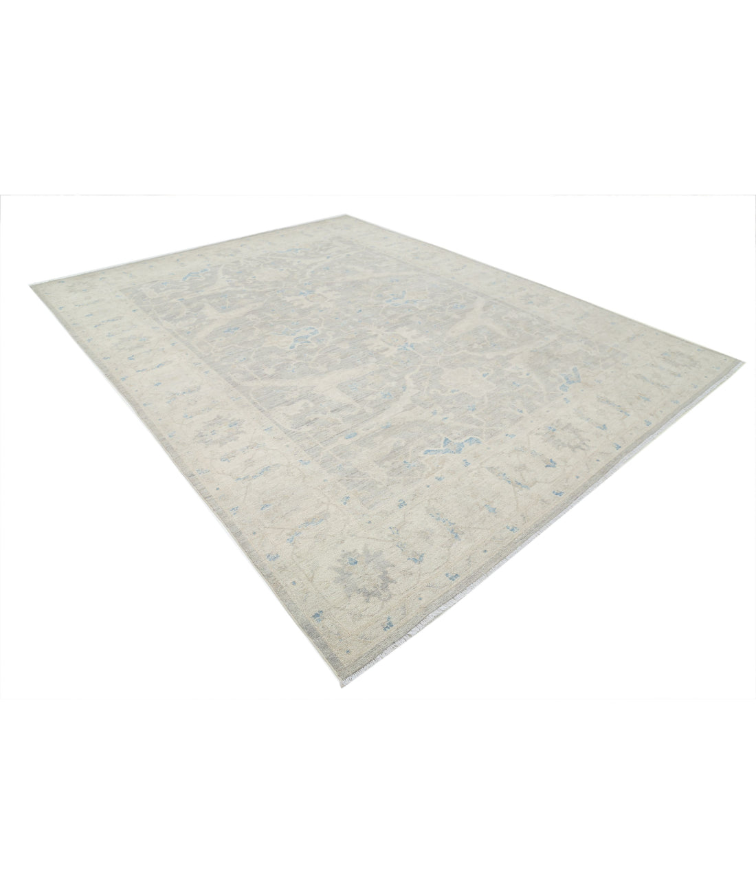 Hand Knotted Oushak Wool Rug - 8'11'' x 11'6'' 8'11'' x 11'6'' (268 X 345) / Grey / Ivory