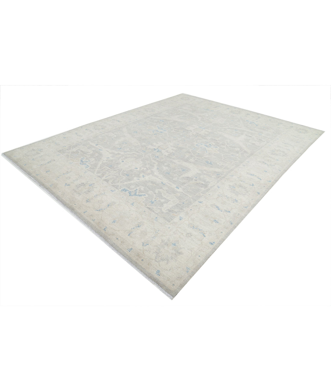 Hand Knotted Oushak Wool Rug - 8'11'' x 11'6'' 8'11'' x 11'6'' (268 X 345) / Grey / Ivory