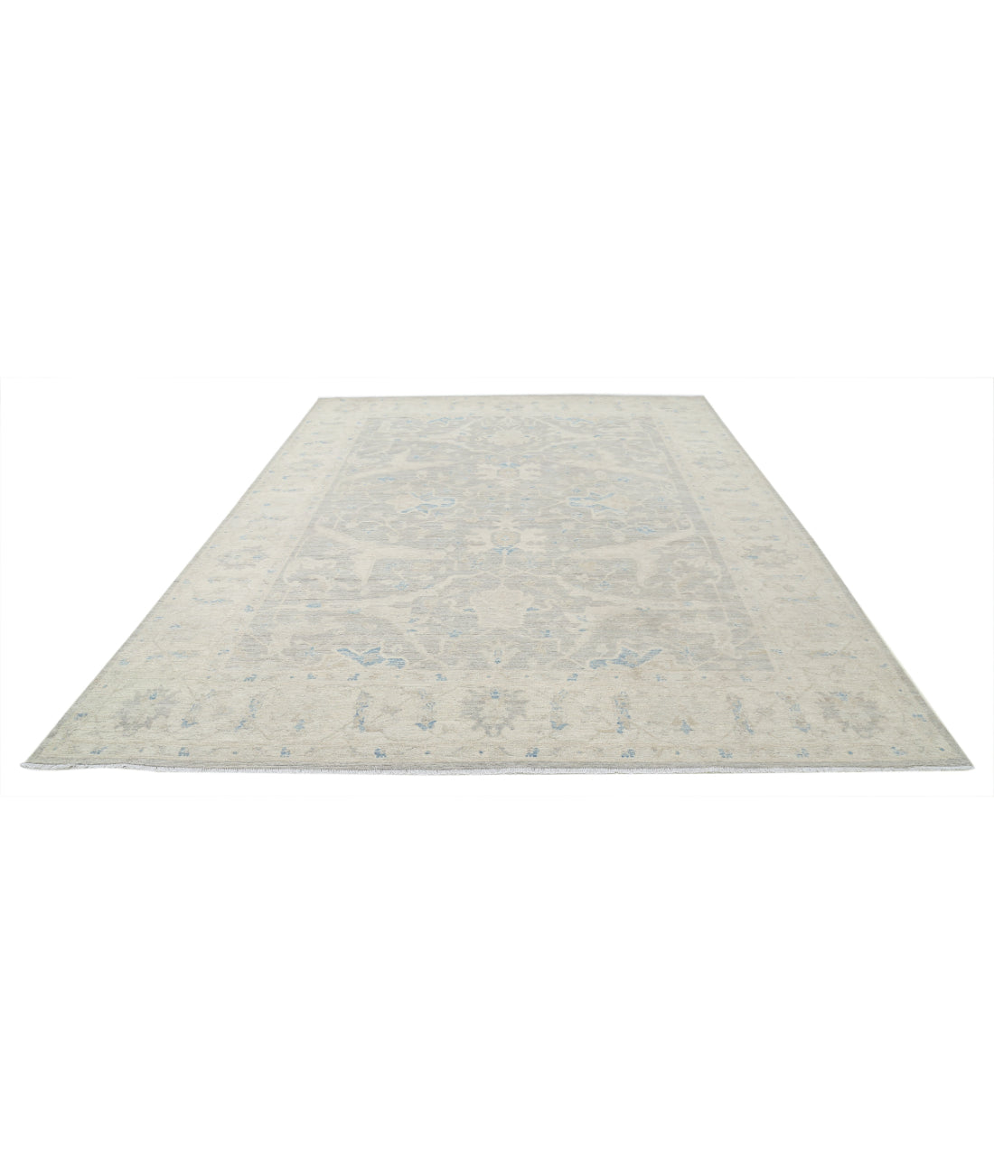 Hand Knotted Oushak Wool Rug - 8'11'' x 11'6'' 8'11'' x 11'6'' (268 X 345) / Grey / Ivory