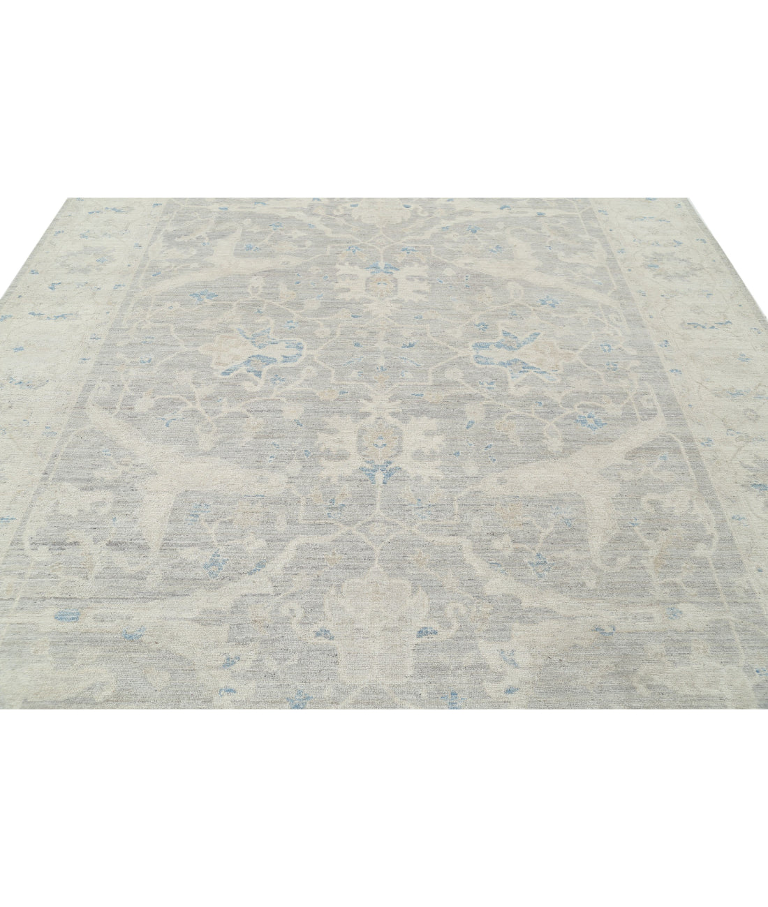 Hand Knotted Oushak Wool Rug - 8'11'' x 11'6'' 8'11'' x 11'6'' (268 X 345) / Grey / Ivory