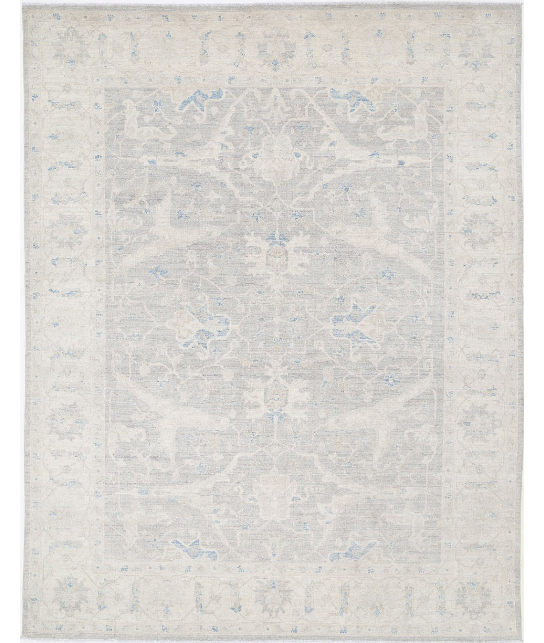 Hand Knotted Oushak Wool Rug - 8'11'' x 11'6''