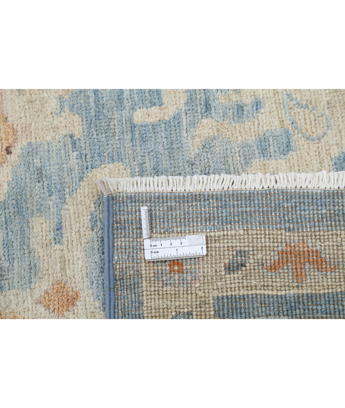 Hand Knotted Oushak Wool Rug - 8'10'' x 11'8'' 8'10'' x 11'8'' (265 X 350) / Blue / Ivory