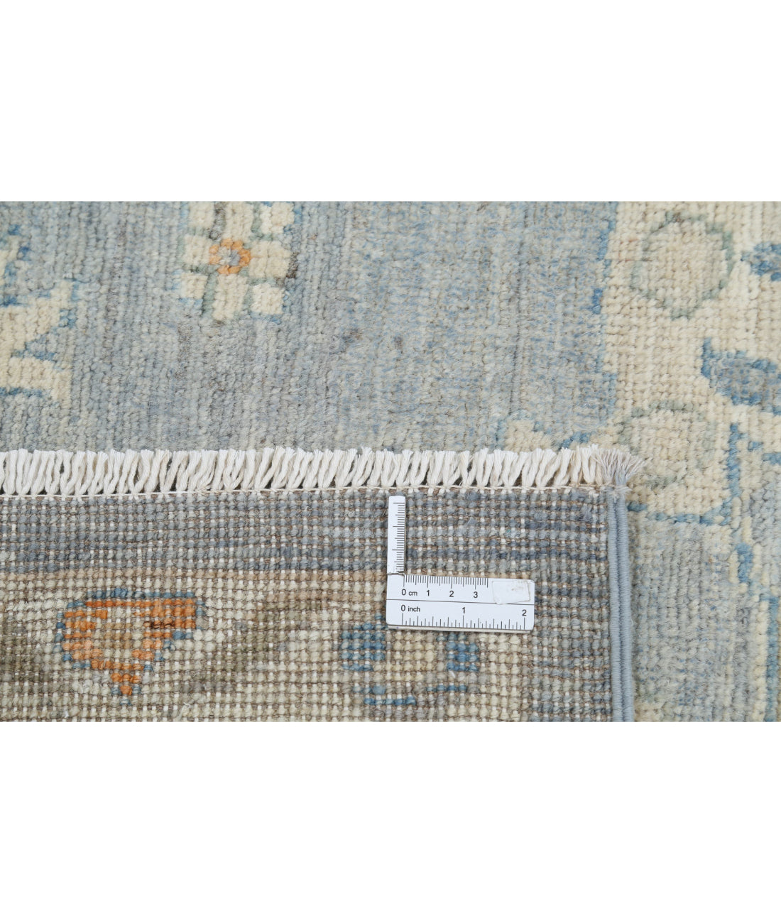 Hand Knotted Oushak Wool Rug - 8'1'' x 9'11'' 8'1'' x 9'11'' (243 X 298) / Blue / Beige