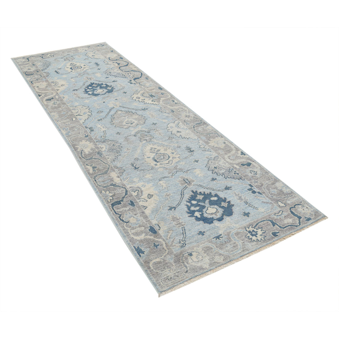 Alfombra de lana Oushak anudada a mano - 3'2'' x 9'7''
