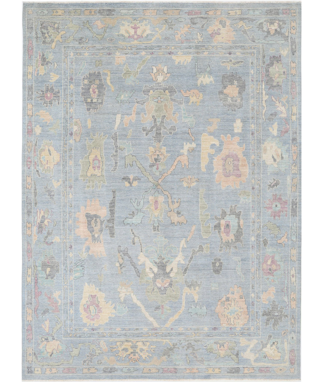 Hand Knotted Oushak Wool Rug - 10'0'' x 13'7'' 10'0'' x 13'7'' (300 X 408) / Blue / Purple