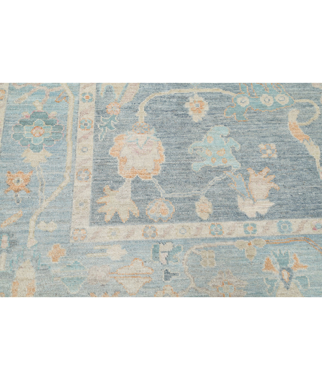 Hand Knotted Oushak Wool Rug - 8'4'' x 9'11'' 8'4'' x 9'11'' (250 X 298) / Blue / Green