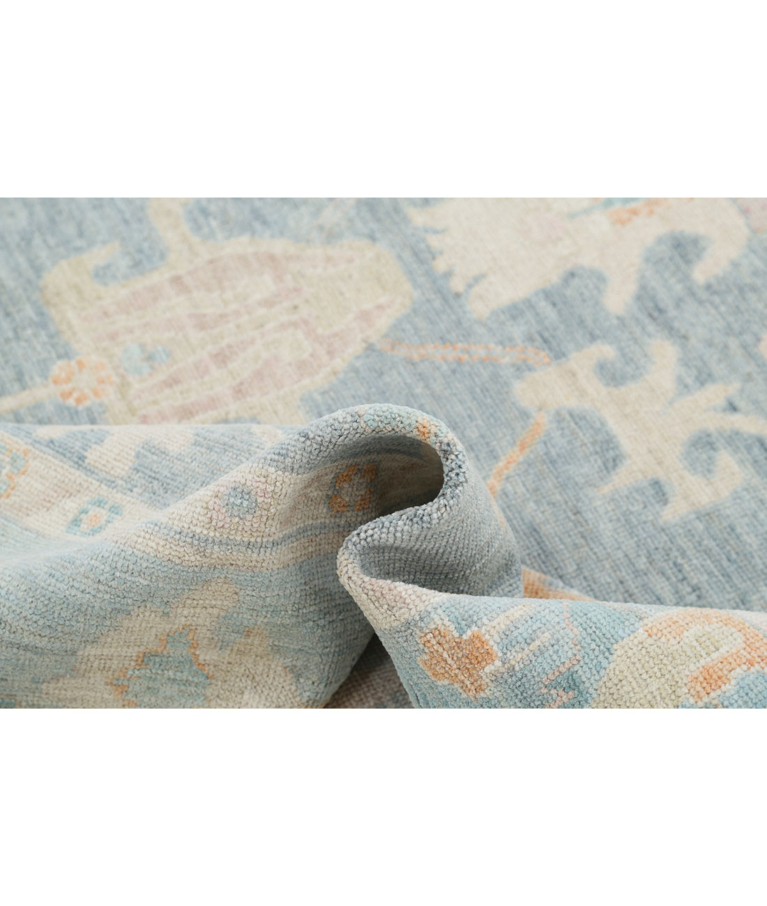 Hand Knotted Oushak Wool Rug - 8'4'' x 9'11'' 8'4'' x 9'11'' (250 X 298) / Blue / Green