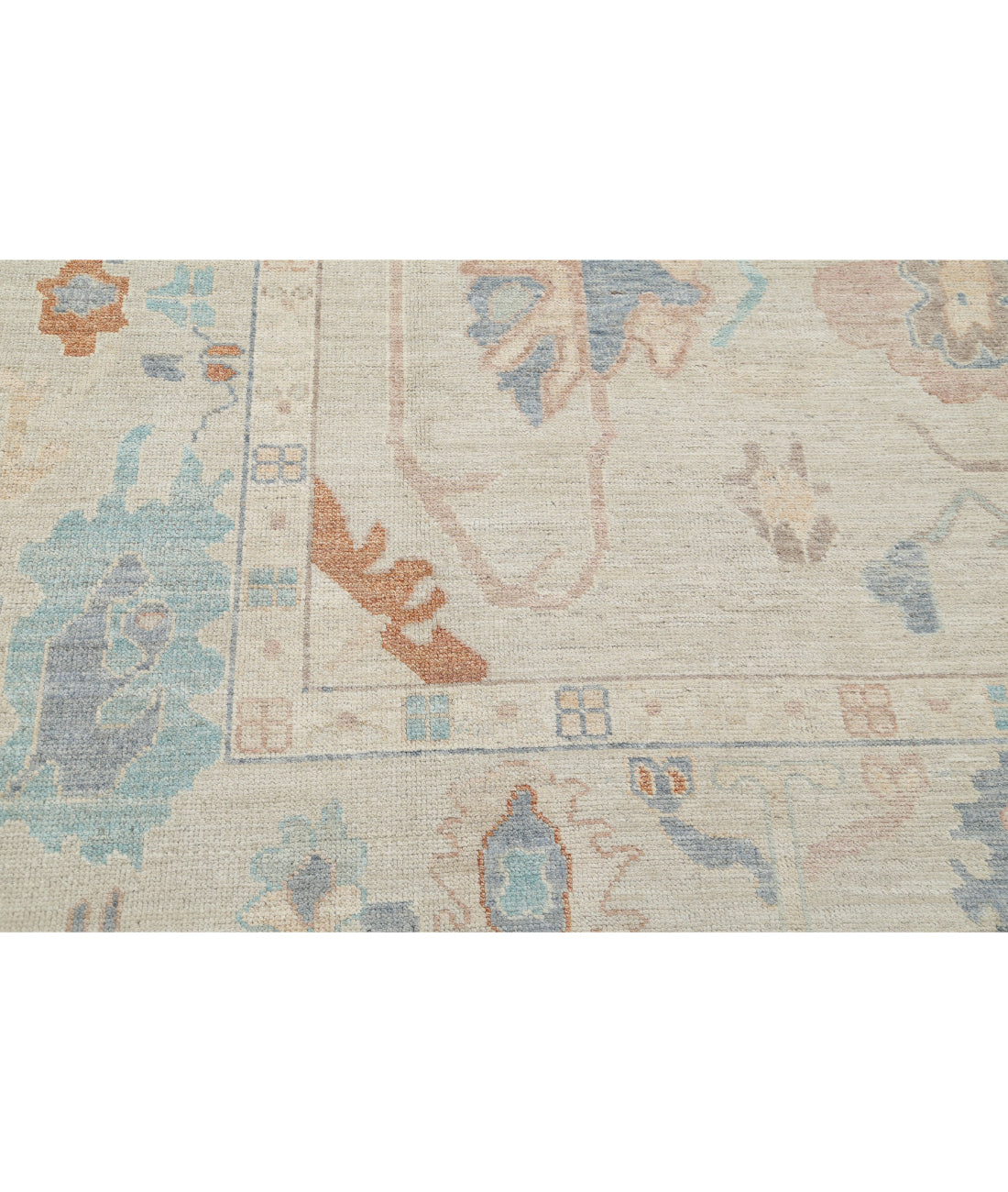 Hand Knotted Oushak Wool Rug - 9'1'' x 12'0'' 9'1'' x 12'0'' (273 X 360) / Beige / Blue