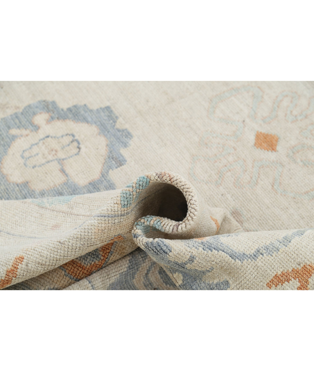 Hand Knotted Oushak Wool Rug - 9'1'' x 12'0'' 9'1'' x 12'0'' (273 X 360) / Beige / Blue