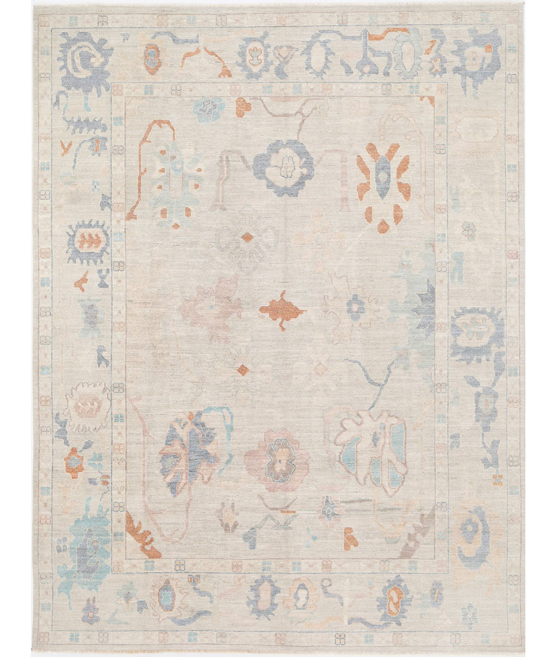 Hand Knotted Oushak Wool Rug - 9&#39;1&#39;&#39; x 12&#39;0&#39;&#39; 9&#39;1&#39;&#39; x 12&#39;0&#39;&#39; (273 X 360) / Beige / Blue