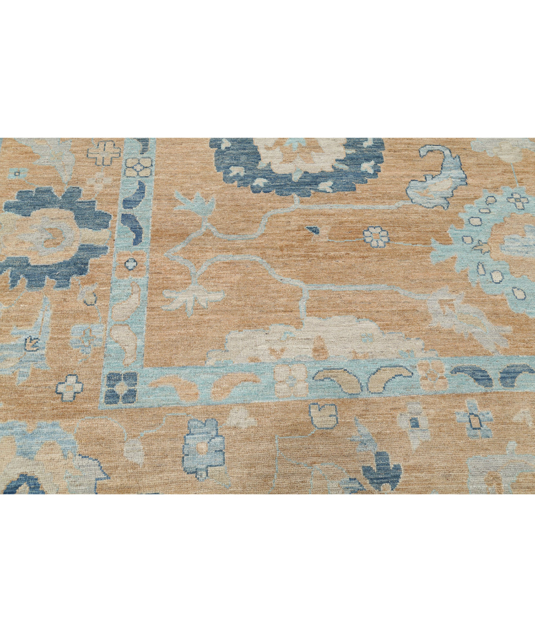 Hand Knotted Oushak Wool Rug - 12'0'' x 15'3'' 12'0'' x 15'3'' (360 X 458) / Tan / Tan