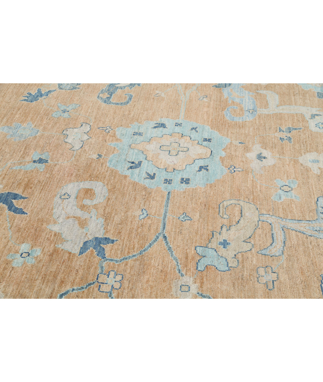 Hand Knotted Oushak Wool Rug - 12'0'' x 15'3'' 12'0'' x 15'3'' (360 X 458) / Tan / Tan