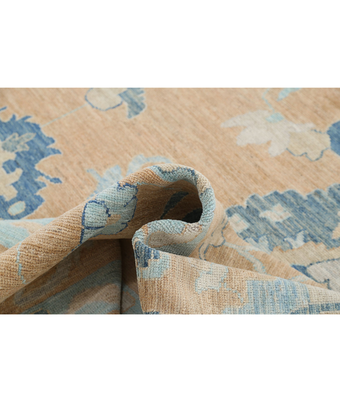 Hand Knotted Oushak Wool Rug - 12'0'' x 15'3'' 12'0'' x 15'3'' (360 X 458) / Tan / Tan