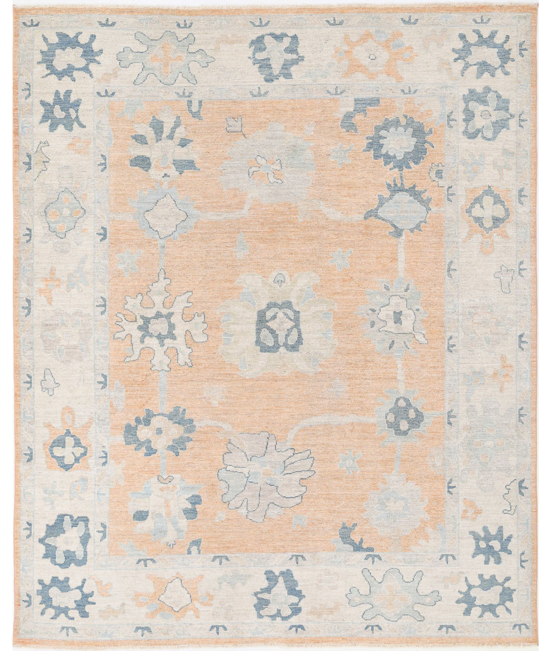 Hand Knotted Oushak Wool Rug - 8'0'' x 9'10''