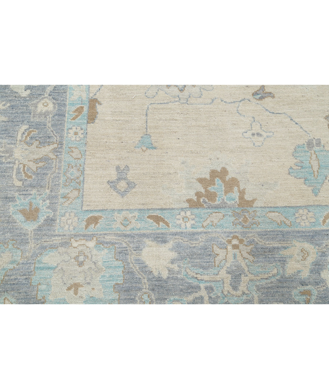 Hand Knotted Oushak Wool Rug - 9'2'' x 11'9'' 9'2'' x 11'9'' (275 X 353) / Ivory / Grey