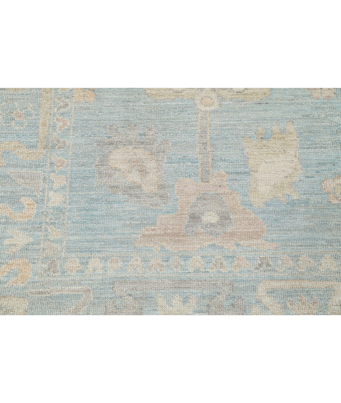 Hand Knotted Oushak Wool Rug - 6'0'' x 8'10'' 6'0'' x 8'10'' (180 X 265) / Green / Ivory
