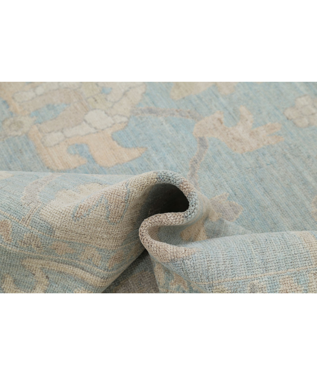 Hand Knotted Oushak Wool Rug - 6'0'' x 8'10'' 6'0'' x 8'10'' (180 X 265) / Green / Ivory