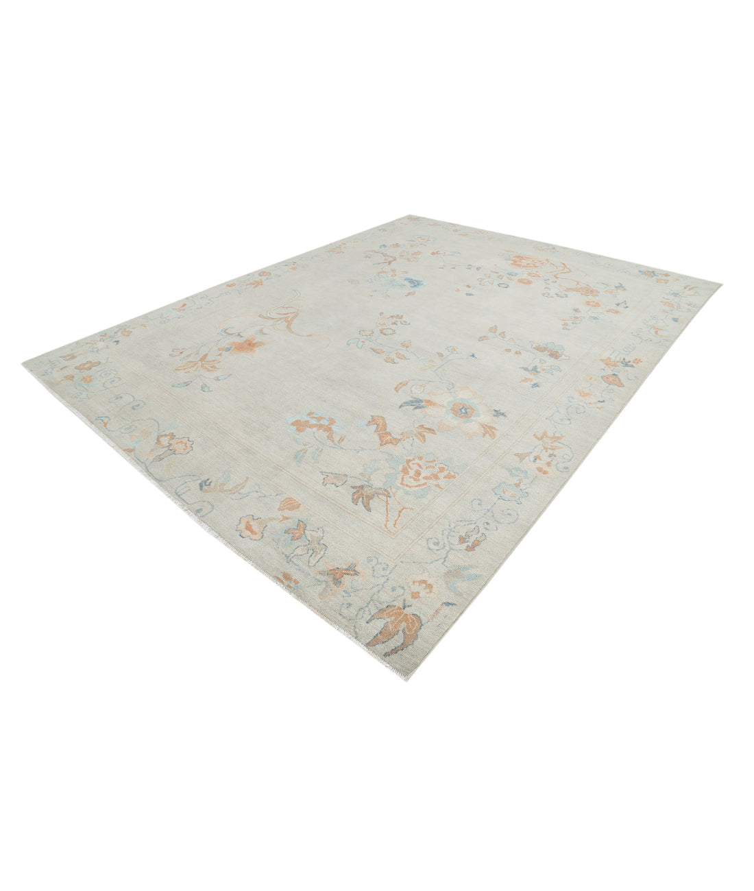 Hand Knotted Oushak Wool Rug - 9'2'' x 12'0'' 9'2'' x 12'0'' (275 X 360) / Grey / Brown