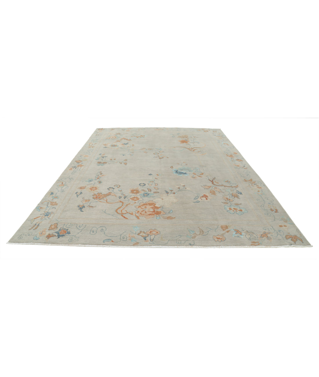 Hand Knotted Oushak Wool Rug - 9'2'' x 12'0'' 9'2'' x 12'0'' (275 X 360) / Grey / Brown
