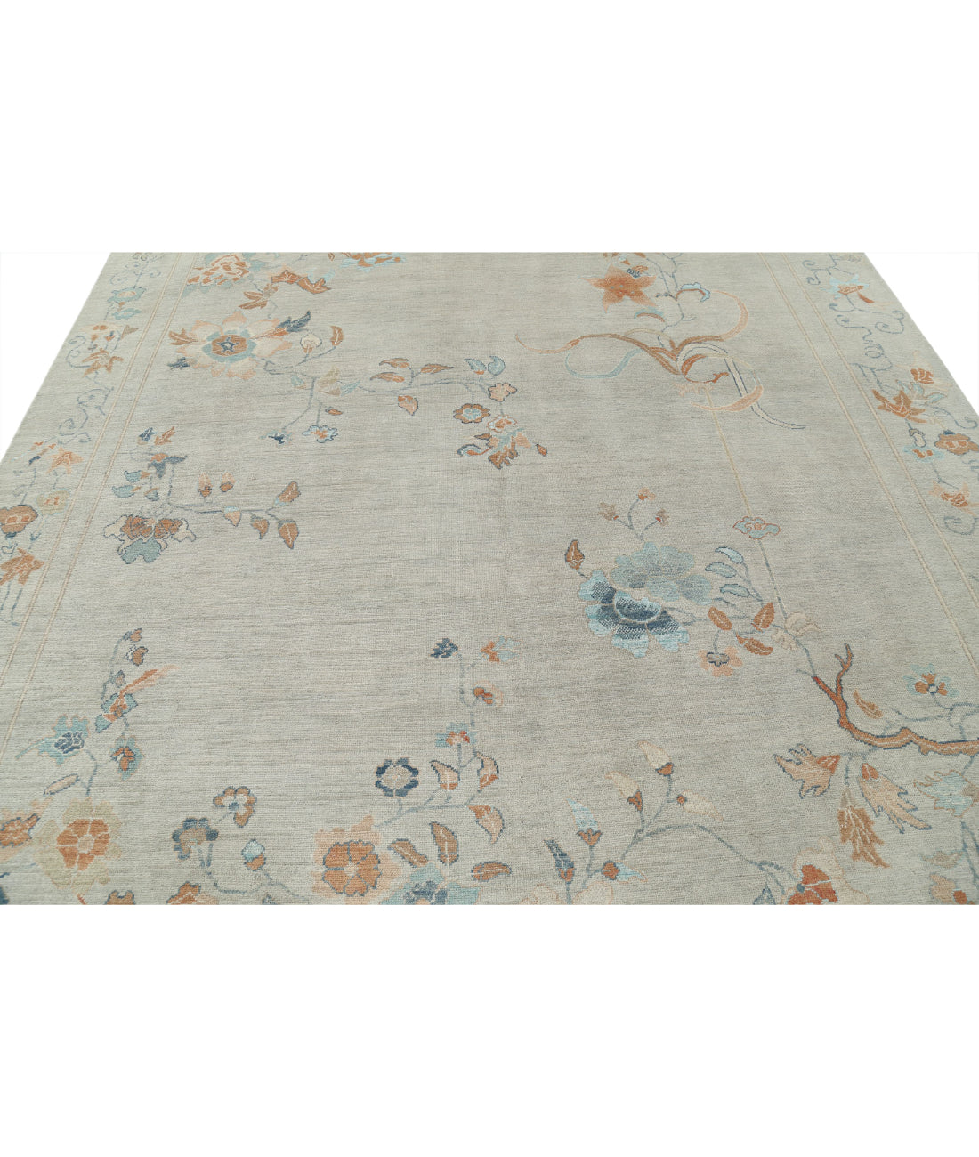 Hand Knotted Oushak Wool Rug - 9'2'' x 12'0'' 9'2'' x 12'0'' (275 X 360) / Grey / Brown