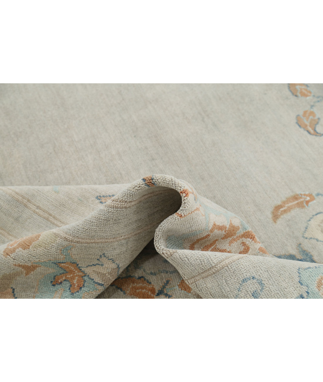 Hand Knotted Oushak Wool Rug - 9'2'' x 12'0'' 9'2'' x 12'0'' (275 X 360) / Grey / Brown