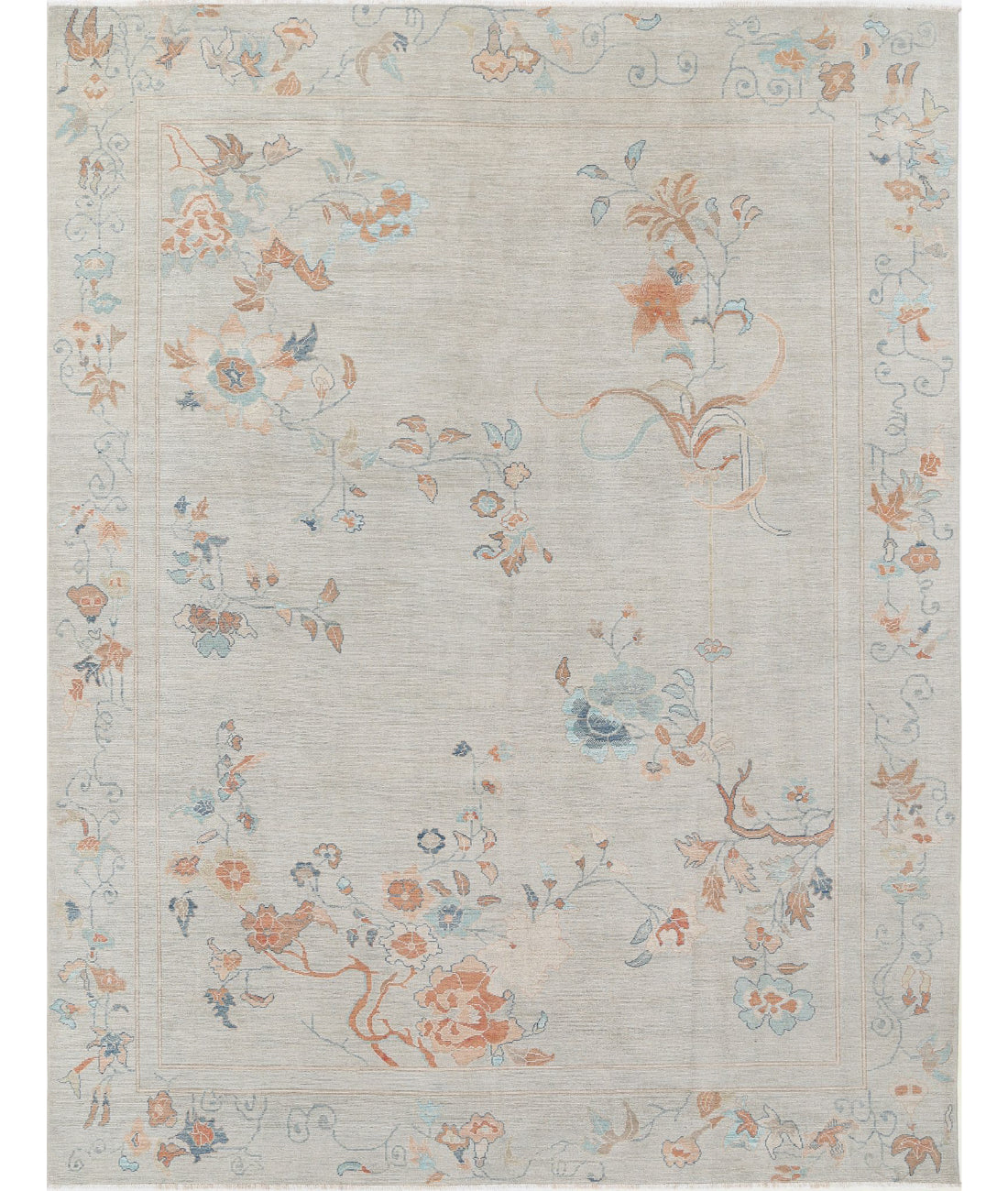 Hand Knotted Oushak Wool Rug - 9'2'' x 12'0''