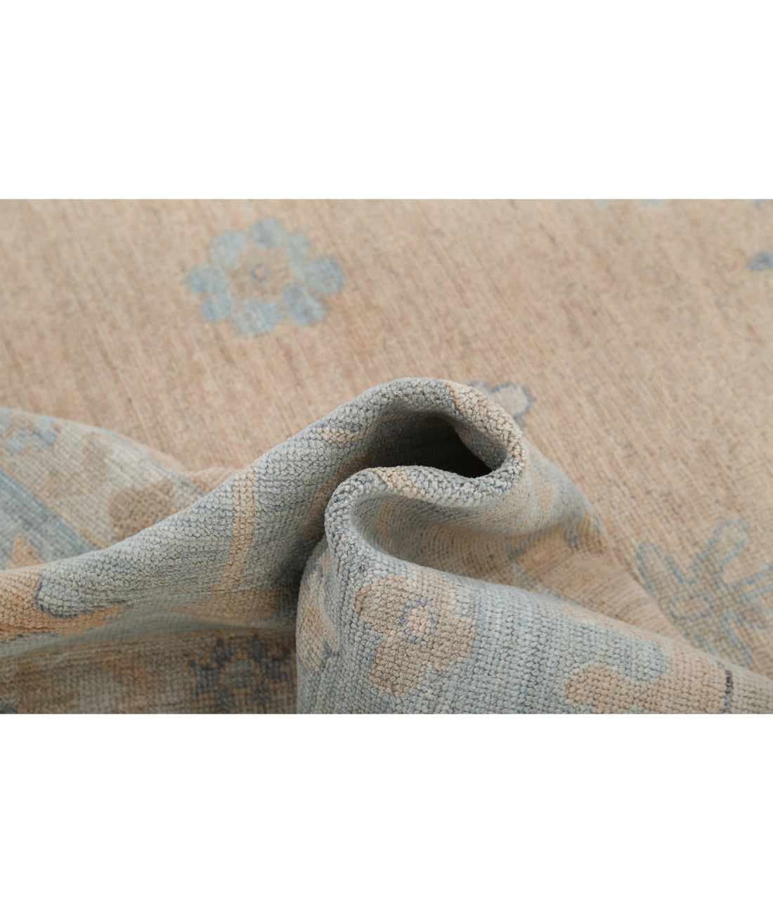 Hand Knotted Oushak Wool Rug - 9'2'' x 12'1'' 9'2'' x 12'1'' (275 X 363) / Peach / Blue