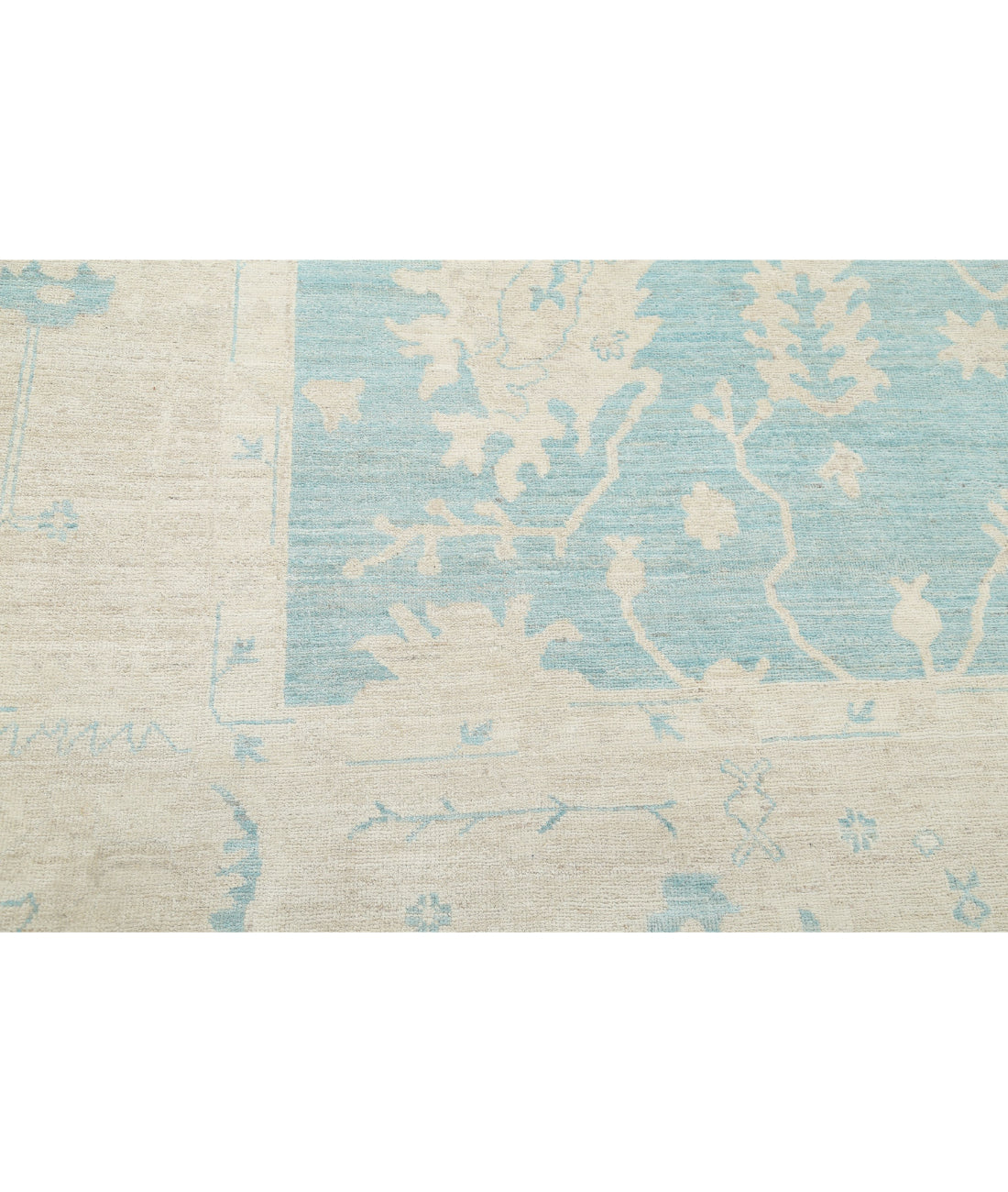Hand Knotted Oushak Wool Rug - 9'8'' x 13'2'' 9'8'' x 13'2'' (290 X 395) / Green / Taupe