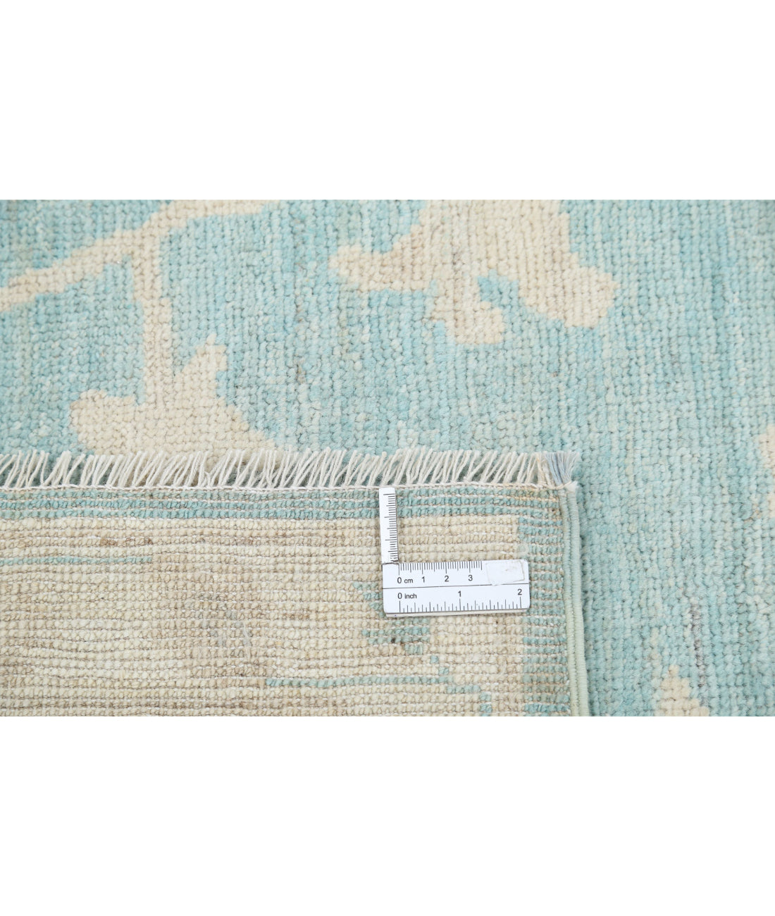 Hand Knotted Oushak Wool Rug - 9'8'' x 13'2'' 9'8'' x 13'2'' (290 X 395) / Green / Taupe