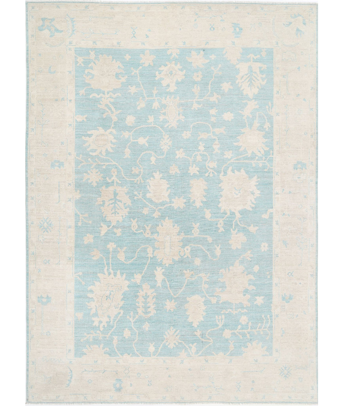 Hand Knotted Oushak Wool Rug - 9&#39;8&#39;&#39; x 13&#39;2&#39;&#39; 9&#39;8&#39;&#39; x 13&#39;2&#39;&#39; (290 X 395) / Green / Taupe