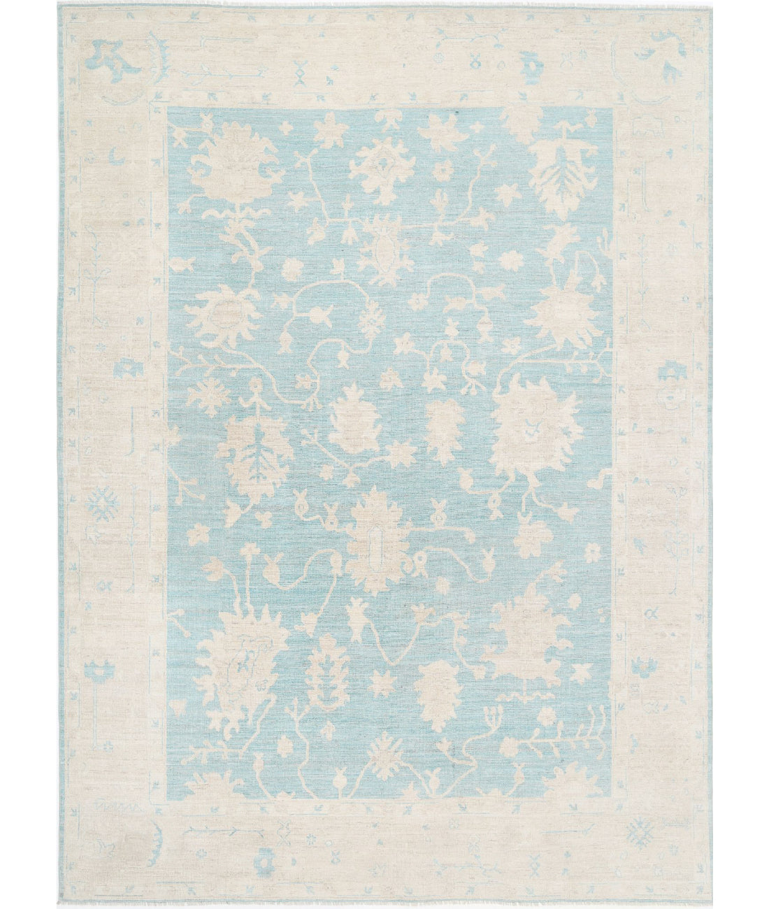 Hand Knotted Oushak Wool Rug - 9&#39;8&#39;&#39; x 13&#39;2&#39;&#39;