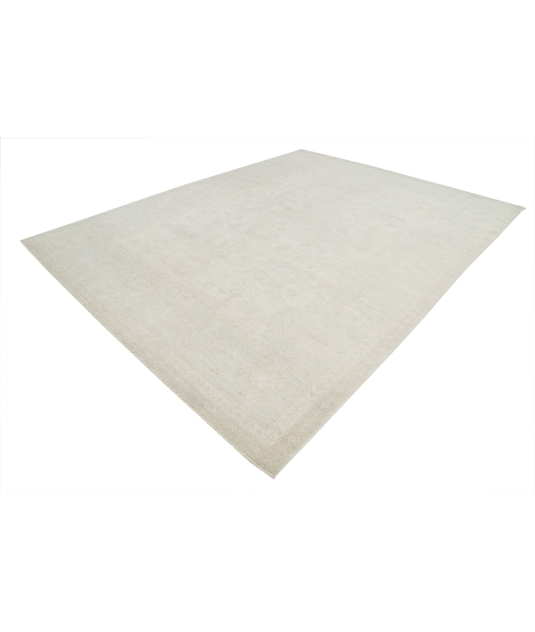 Hand Knotted Oushak Wool Rug - 9'3'' x 12'2'' 9'3'' x 12'2'' (278 X 365) / Ivory / Grey