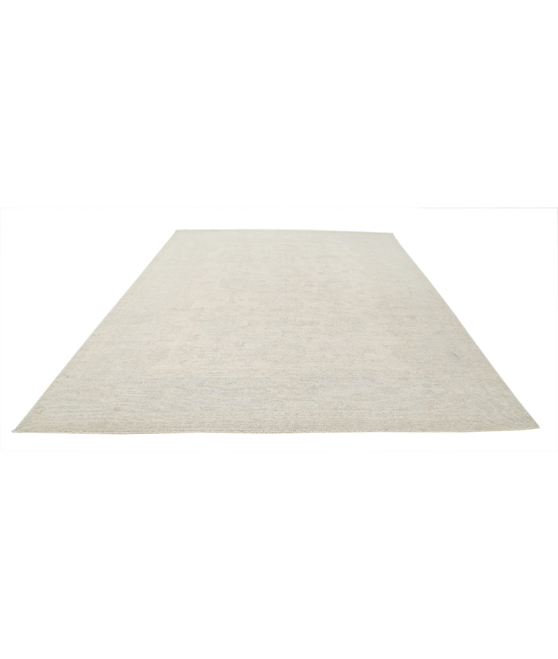 Hand Knotted Oushak Wool Rug - 9'3'' x 12'2'' 9'3'' x 12'2'' (278 X 365) / Ivory / Grey