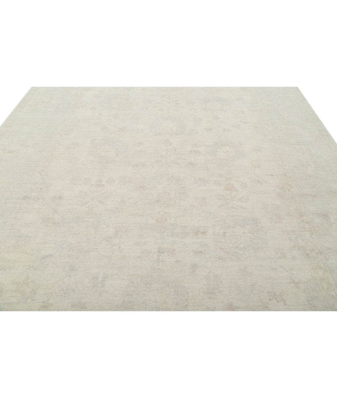 Hand Knotted Oushak Wool Rug - 9'3'' x 12'2'' 9'3'' x 12'2'' (278 X 365) / Ivory / Grey
