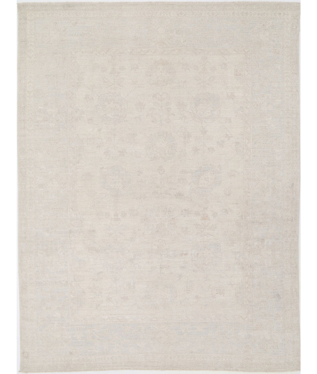 Hand Knotted Oushak Wool Rug - 9&#39;3&#39;&#39; x 12&#39;2&#39;&#39; 9&#39;3&#39;&#39; x 12&#39;2&#39;&#39; (278 X 365) / Ivory / Grey