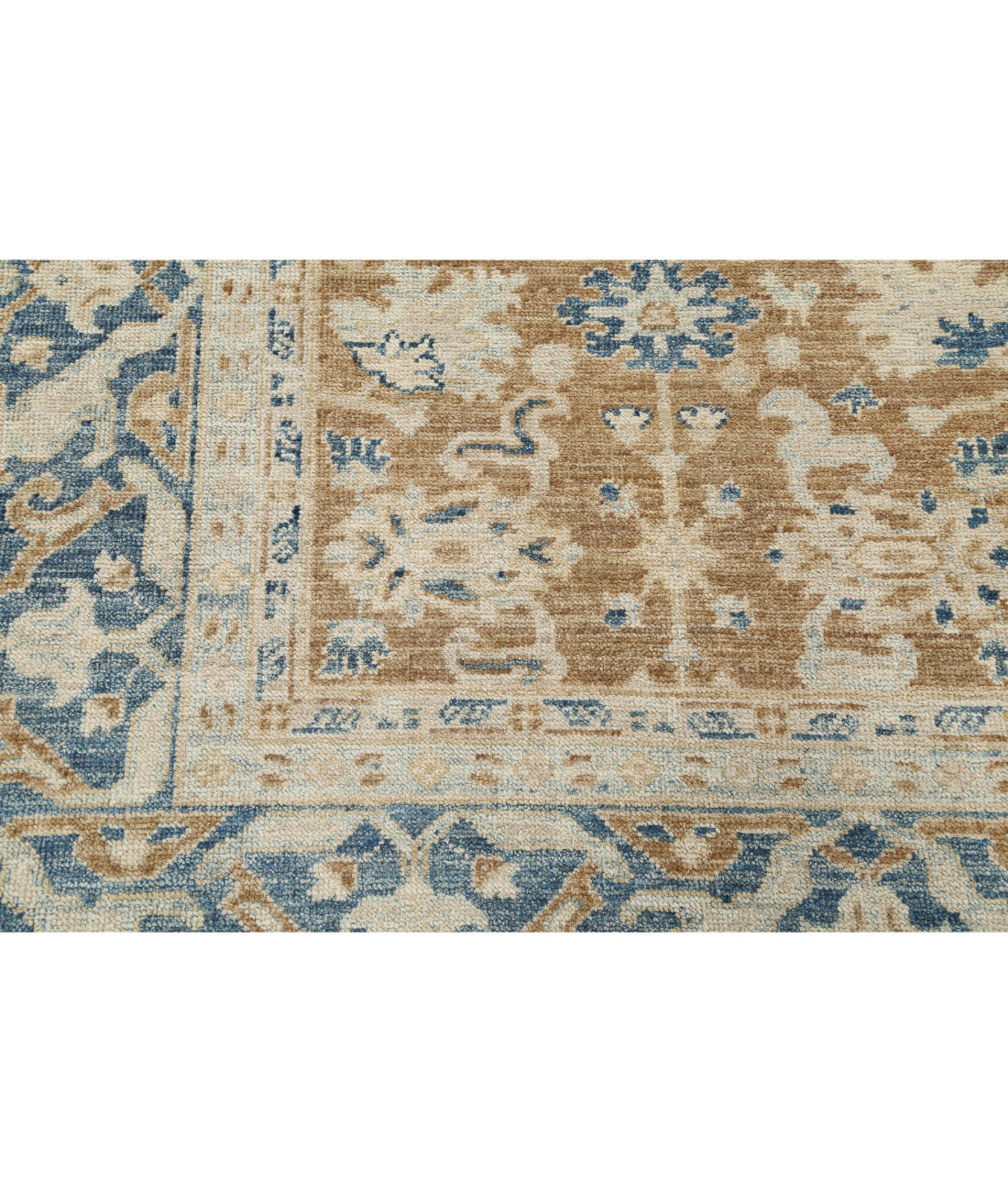 Hand Knotted Oushak Wool Rug - 8'8'' x 10'4'' 8'8'' x 10'4'' (260 X 310) / Brown / Blue