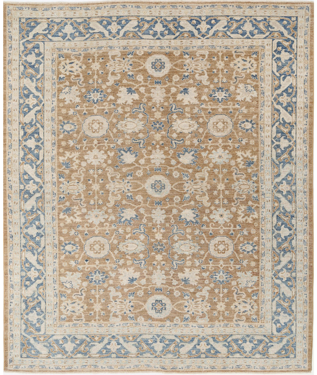 Hand Knotted Oushak Wool Rug - 8&#39;8&#39;&#39; x 10&#39;4&#39;&#39; 8&#39;8&#39;&#39; x 10&#39;4&#39;&#39; (260 X 310) / Brown / Blue