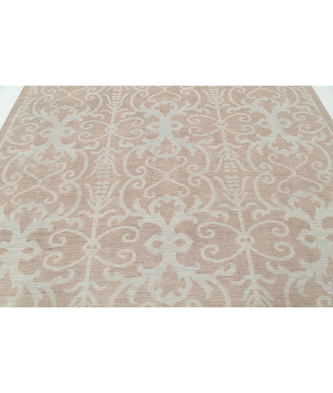 Hand Knotted Oushak Wool Rug - 8'1'' x 9'9'' 8'1'' x 9'9'' (243 X 293) / Taupe / Blue
