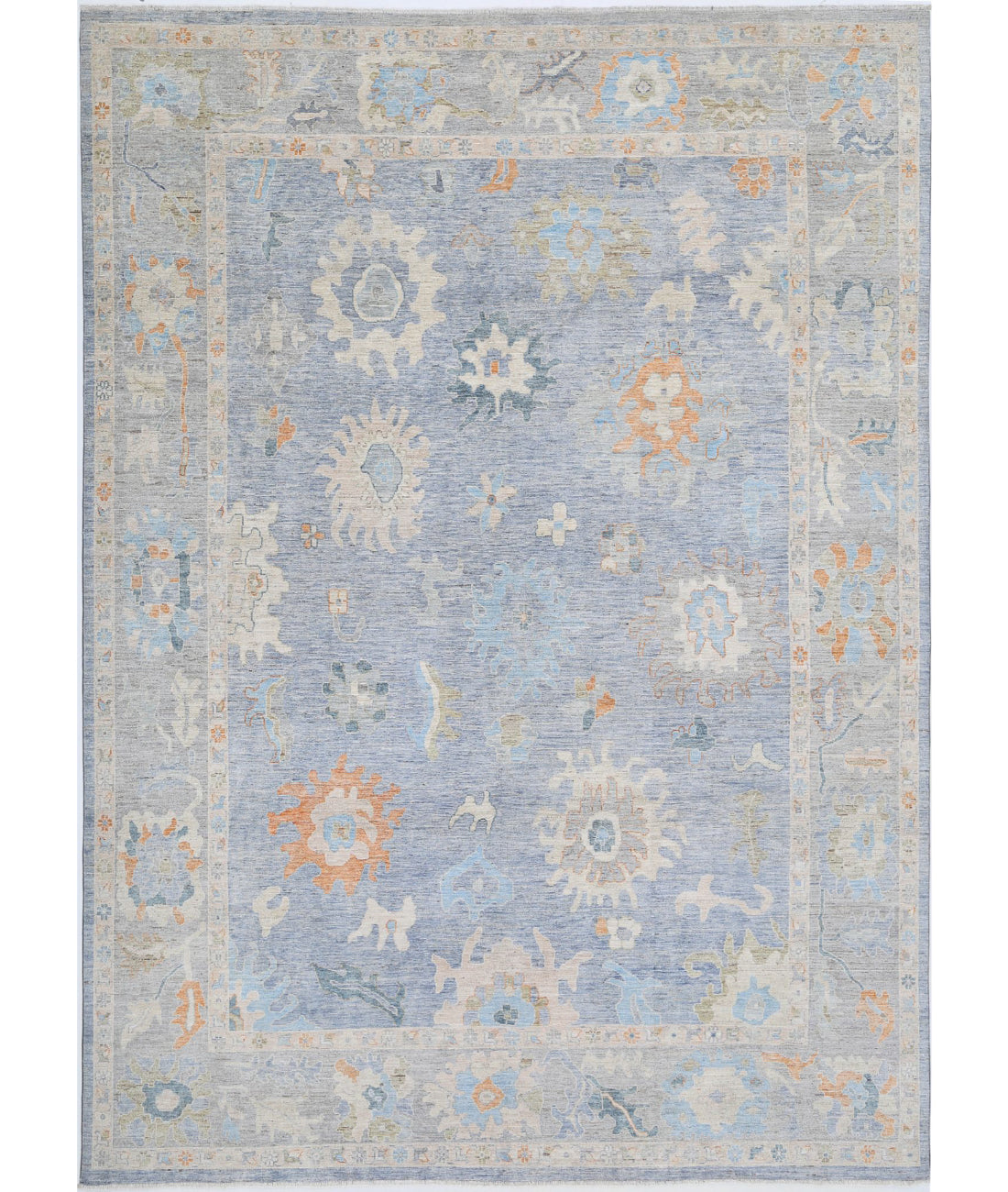 Hand Knotted Oushak Wool Rug - 10&#39;0&#39;&#39; x 13&#39;11&#39;&#39; 10&#39;0&#39;&#39; x 13&#39;11&#39;&#39; (300 X 418) / Blue / Grey