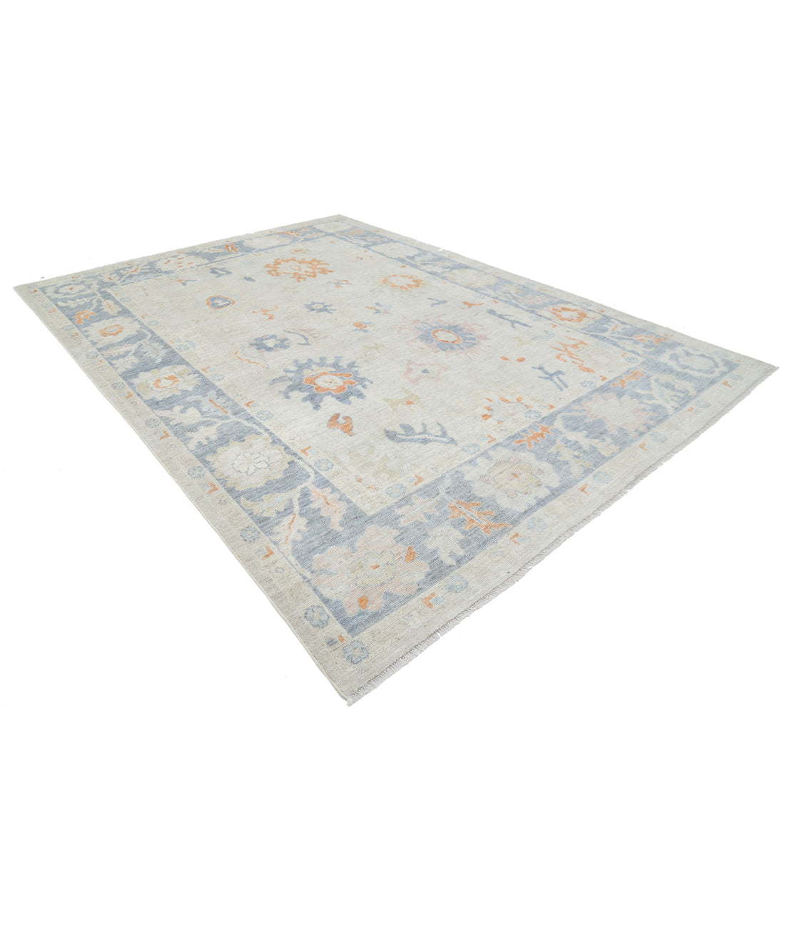 Hand Knotted Oushak Wool Rug - 8'11'' x 12'4'' 8'11'' x 12'4'' (268 X 370) / Beige / Grey