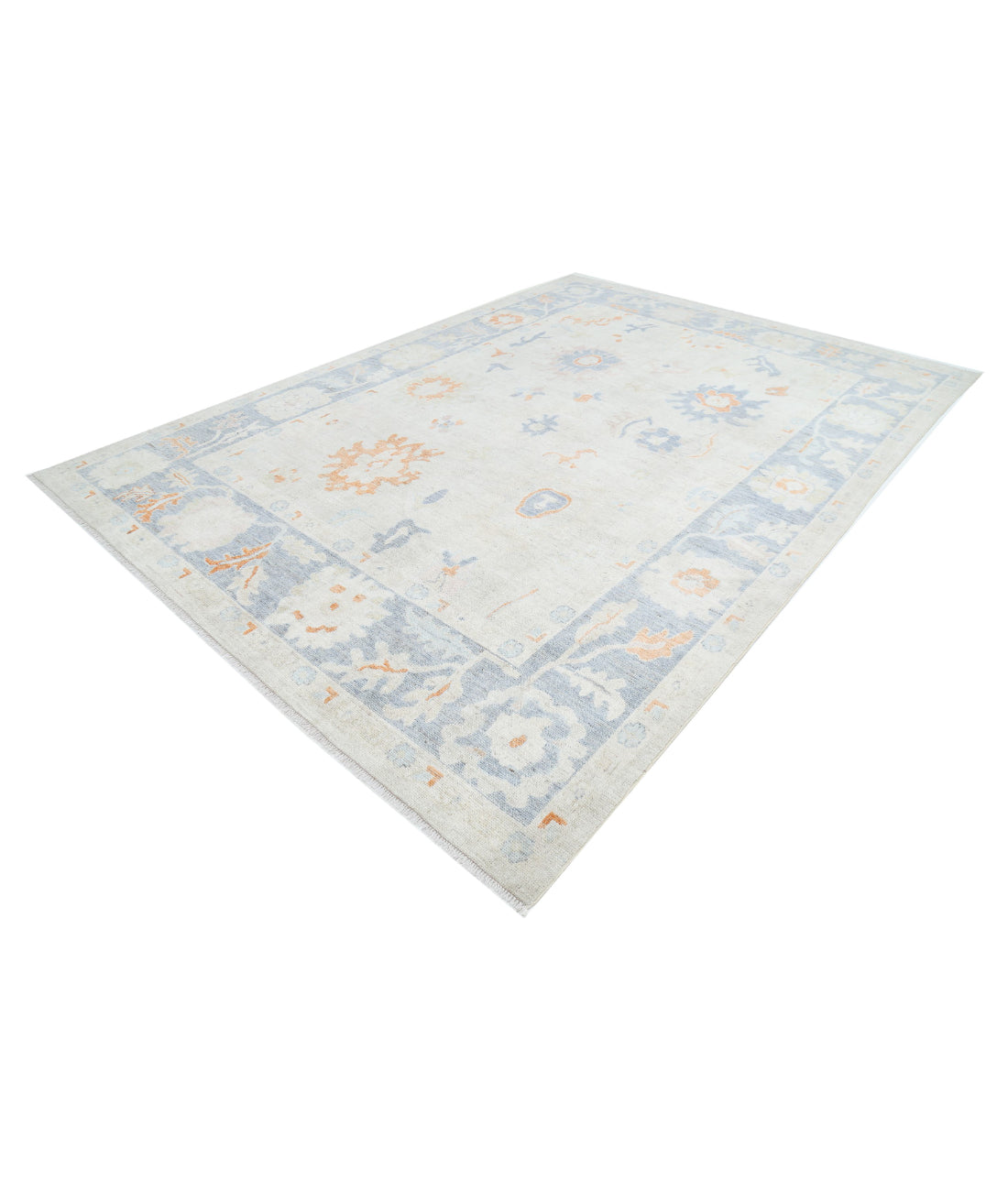 Hand Knotted Oushak Wool Rug - 8'11'' x 12'4'' 8'11'' x 12'4'' (268 X 370) / Beige / Grey