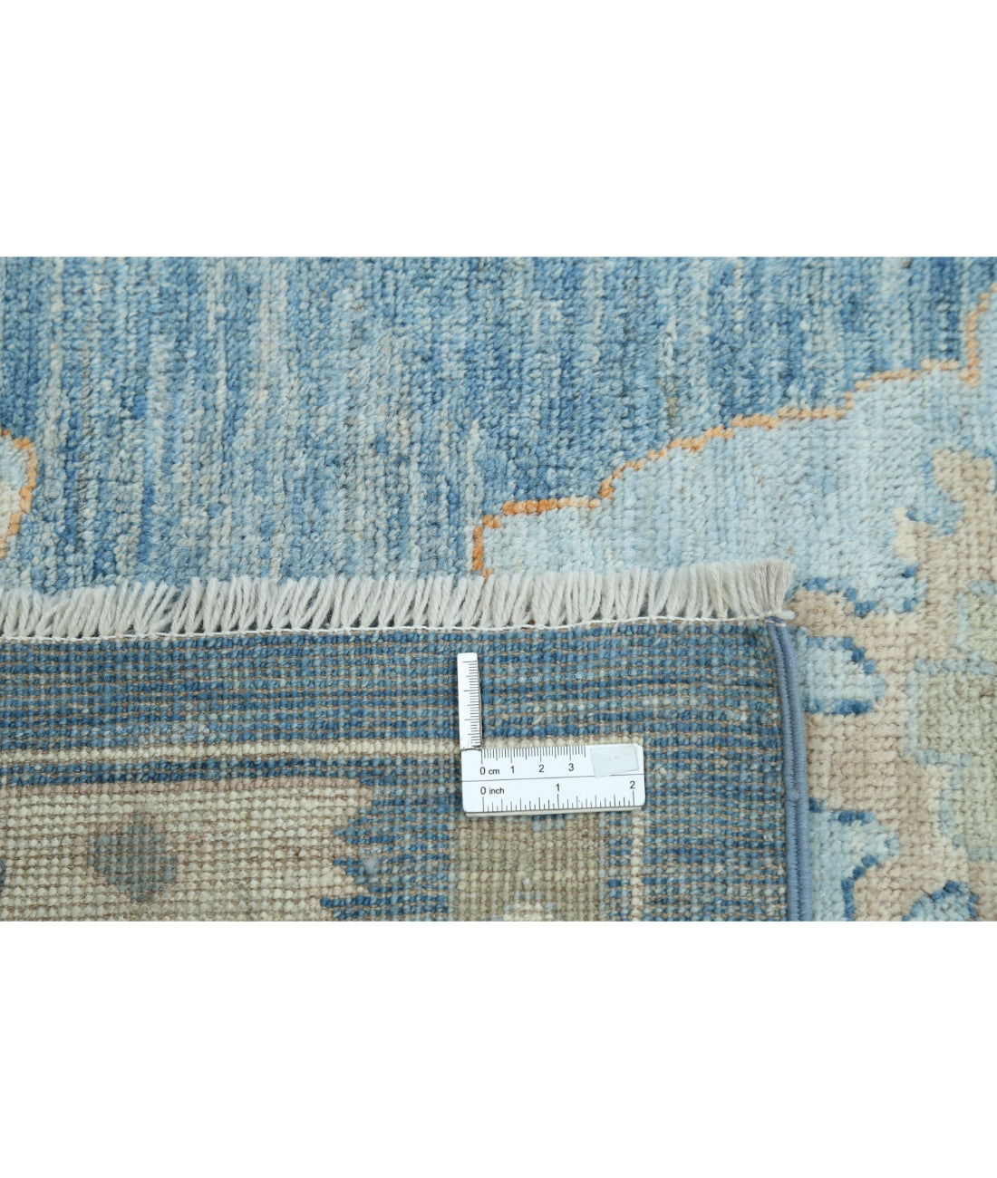 Hand Knotted Oushak Wool Rug - 10'4'' x 13'9'' 10'4'' x 13'9'' (310 X 413) / Blue / Ivory